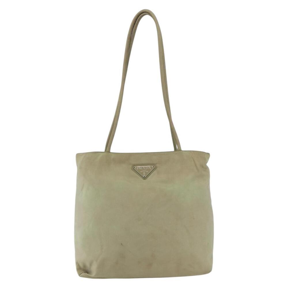 PRADA Tote Bag Nylon Beige Silver Auth 157778 - Picture 13 of 16
